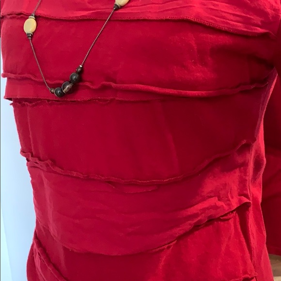 Merona tee-shirt short sleeve ruffles red - Picture 3 of 8